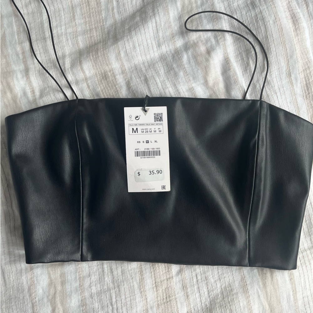 NWT Zara faux leather crop top
